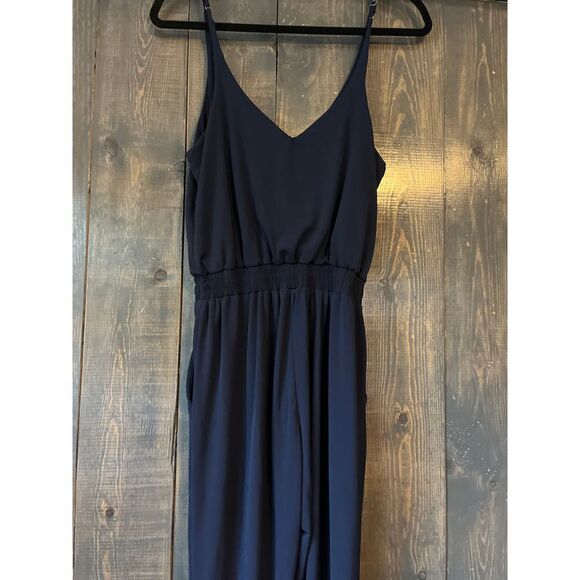 Lola Grace Navy Blue Spaghetti Strap Jumpsuit Wide Leg Elastic Waist Casual F38 - Picture 8 of 9